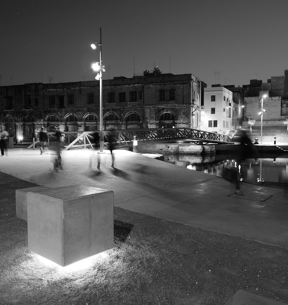 Lit public space at Dock 1