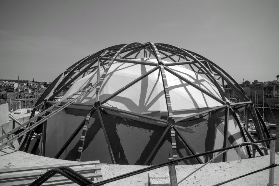 Steel dome under construction at Esplora