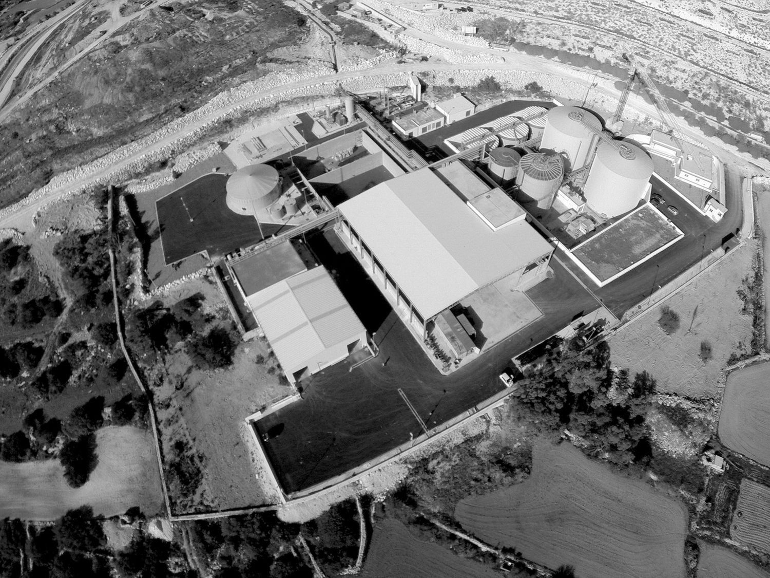 Aerial view of the biological treatment plant