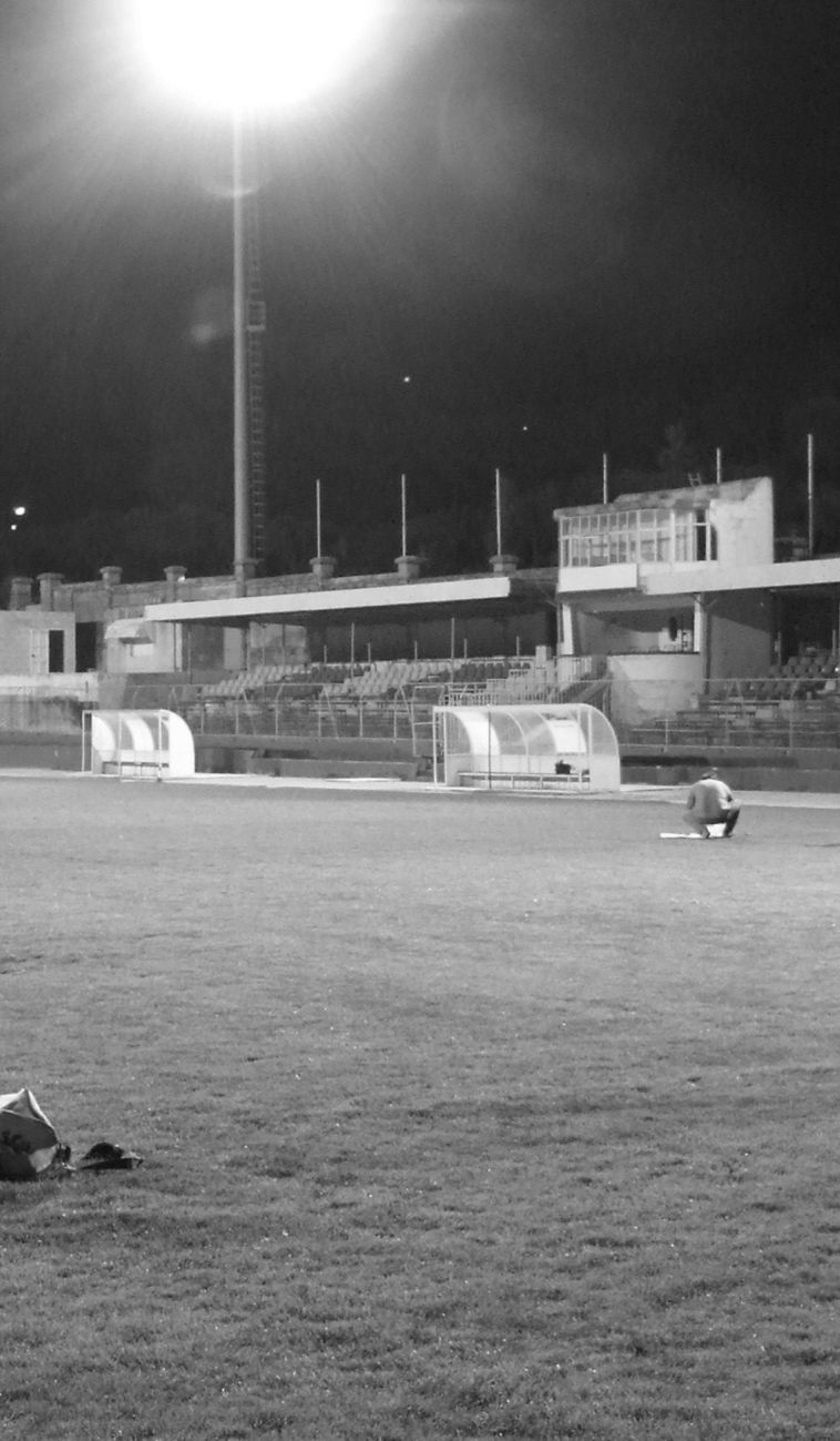 Floodlit football ground